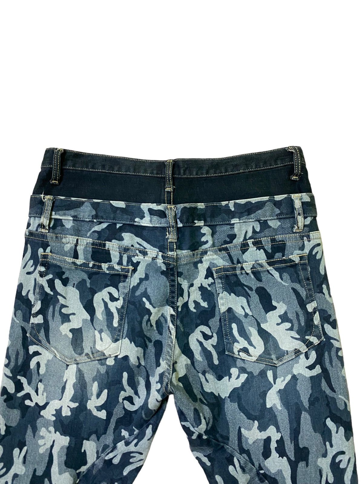 Japanese Brand Bit Blue Double Waist Camo style Baggy Denim Size US 32 / EU 48 - 10 Thumbnail