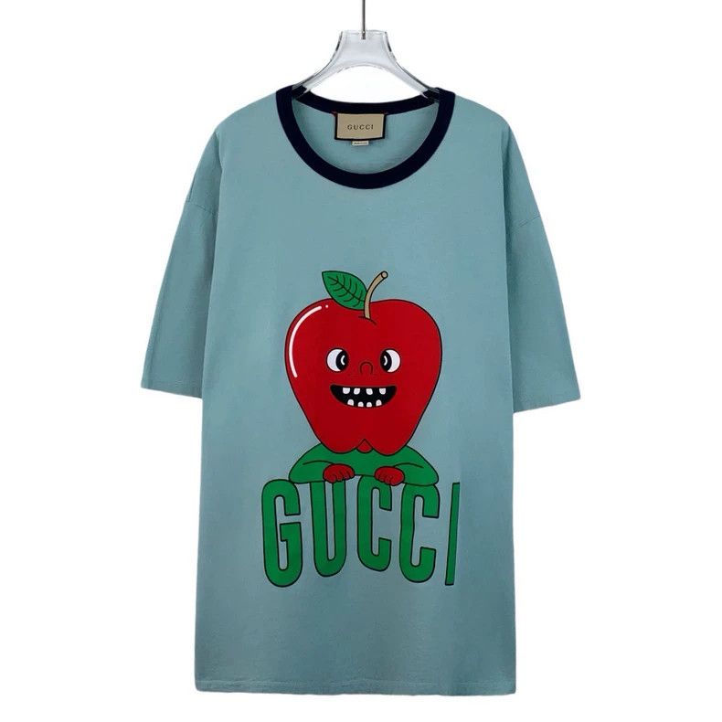 Gucci Gucci Size XXXL Blue logo cartoon apple pattern printed ro Size US XXL / EU 58 / 5 - 1 Thumbnail
