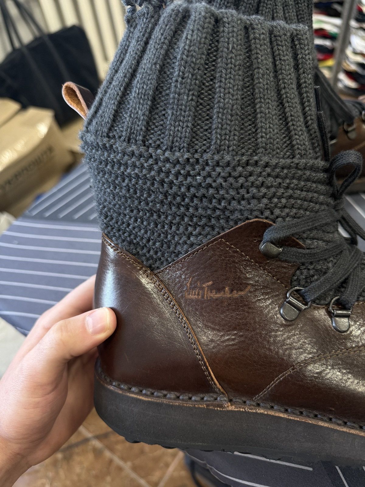 Desigual 🇮🇹 Luis Trenker Hand Made in Italy Leather Knit Hiking Boots Size US 12 / EU 45 - 7 Thumbnail