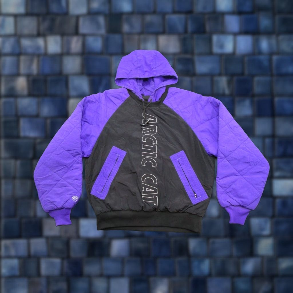 Vintage VTG Arctic Wear Jacket Pullover Nylon Hooded Purple Quilt 90s Ski USA SZ M Mens Size US M / EU 48-50 / 2 - 1 Thumbnail