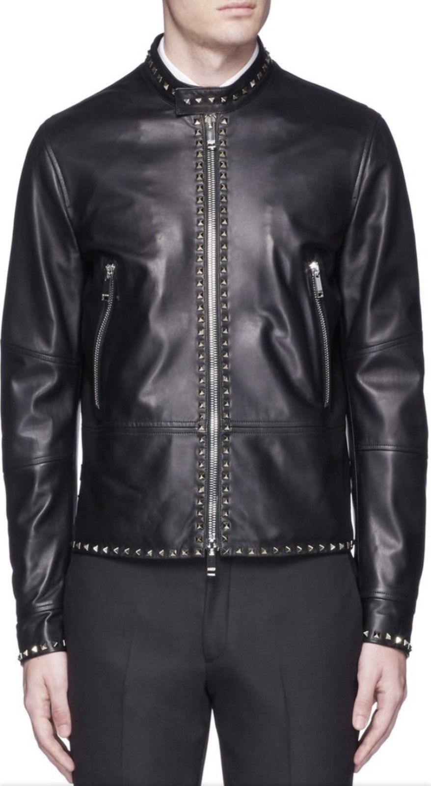 Valentino rockstud leather jacket sales