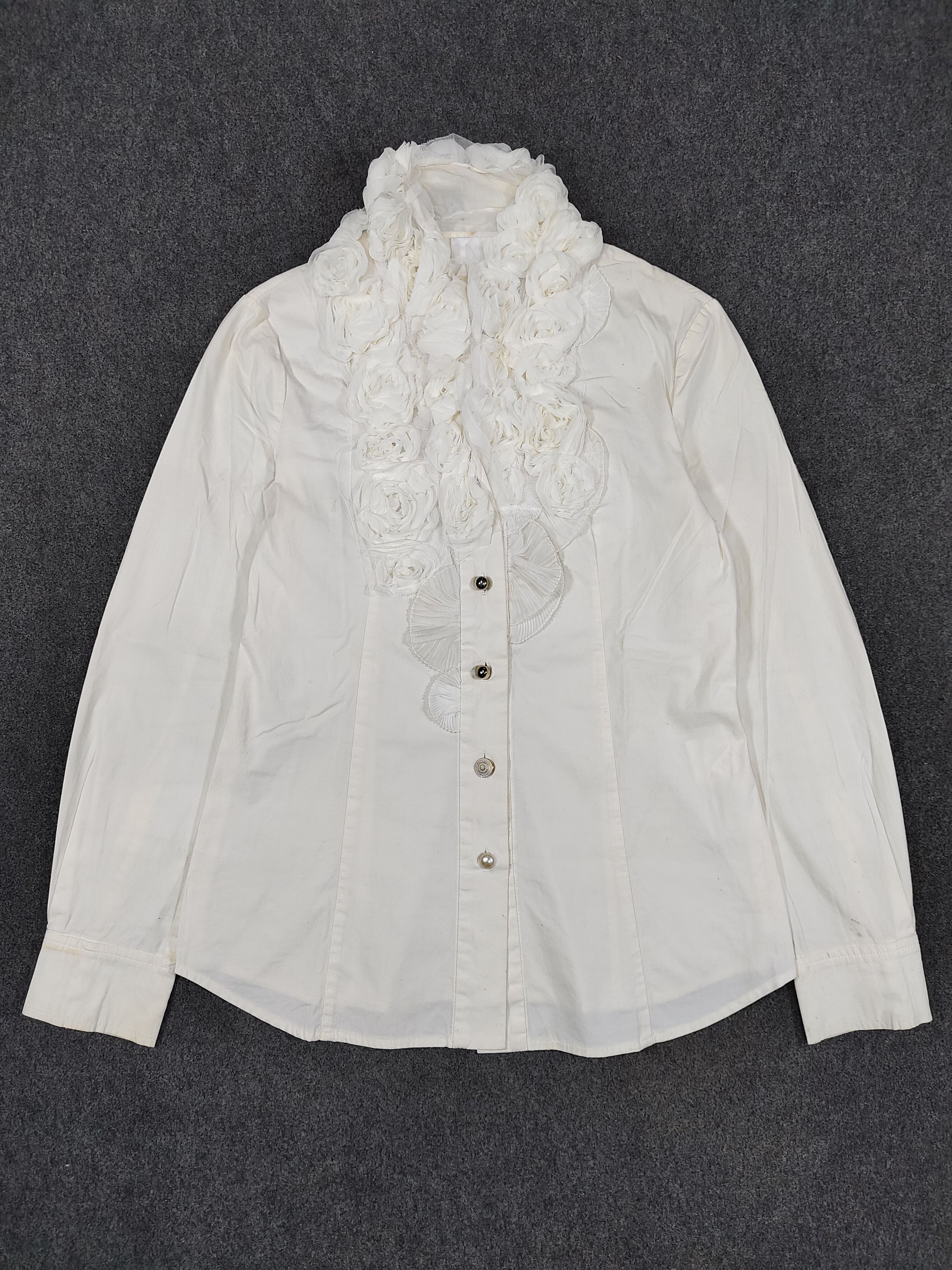 Seditionaries OZ O'2nd❤️‍🔥Romantic Ruffle Rosette Applique Tailored Shirt Size M / US 6-8 / IT 42-44 - 6 Thumbnail