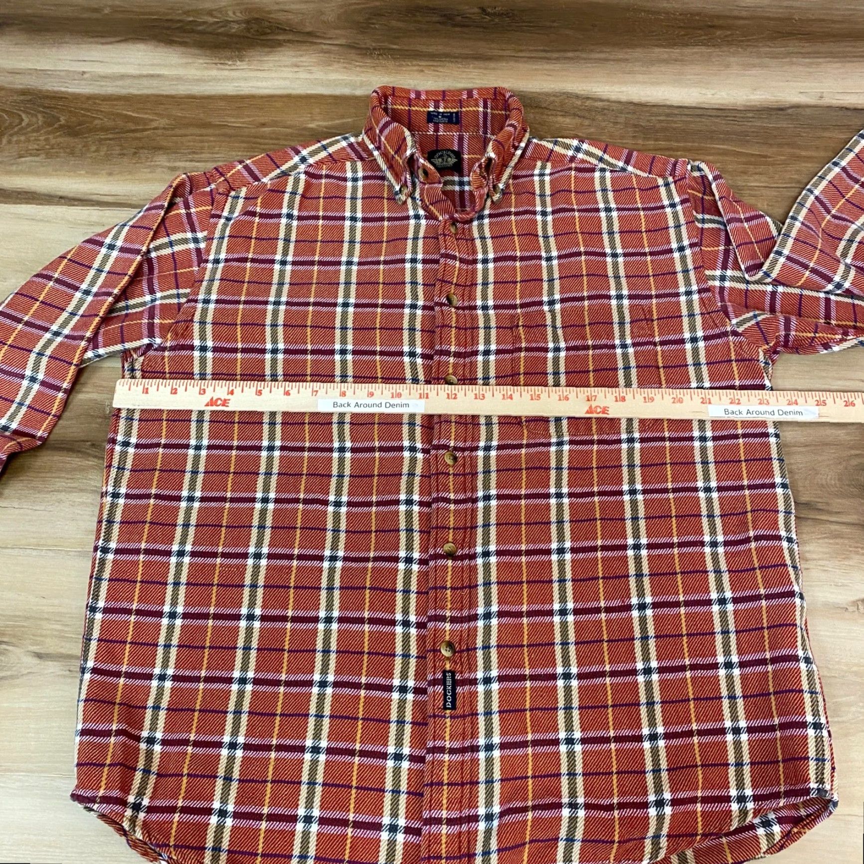 Dockers VINTAGE Dockers Shirt Mens M Button-Down Long Sleeve Plaid Orange Cotton Shirt Casual Classic Preppy Vintage Mens Size US M / EU 48-50 / 2 - 6 Thumbnail