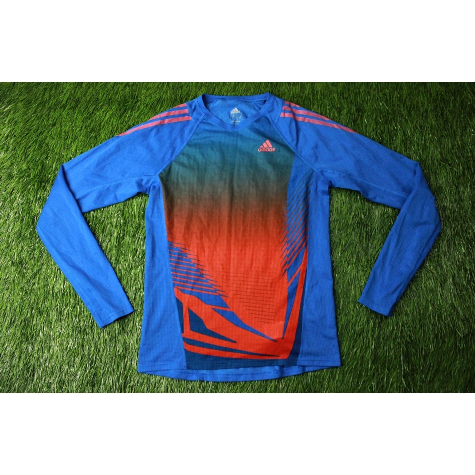 Adidas ADIDAS PERFORMANCE RUNNING T-SHIRT Jersey Training Long Sleeve S Mens Blue and Red 2012 Adidas Running Apparel Shirt Jersey Size S Size US S / EU 44-46 / 1 - 2 Thumbnail