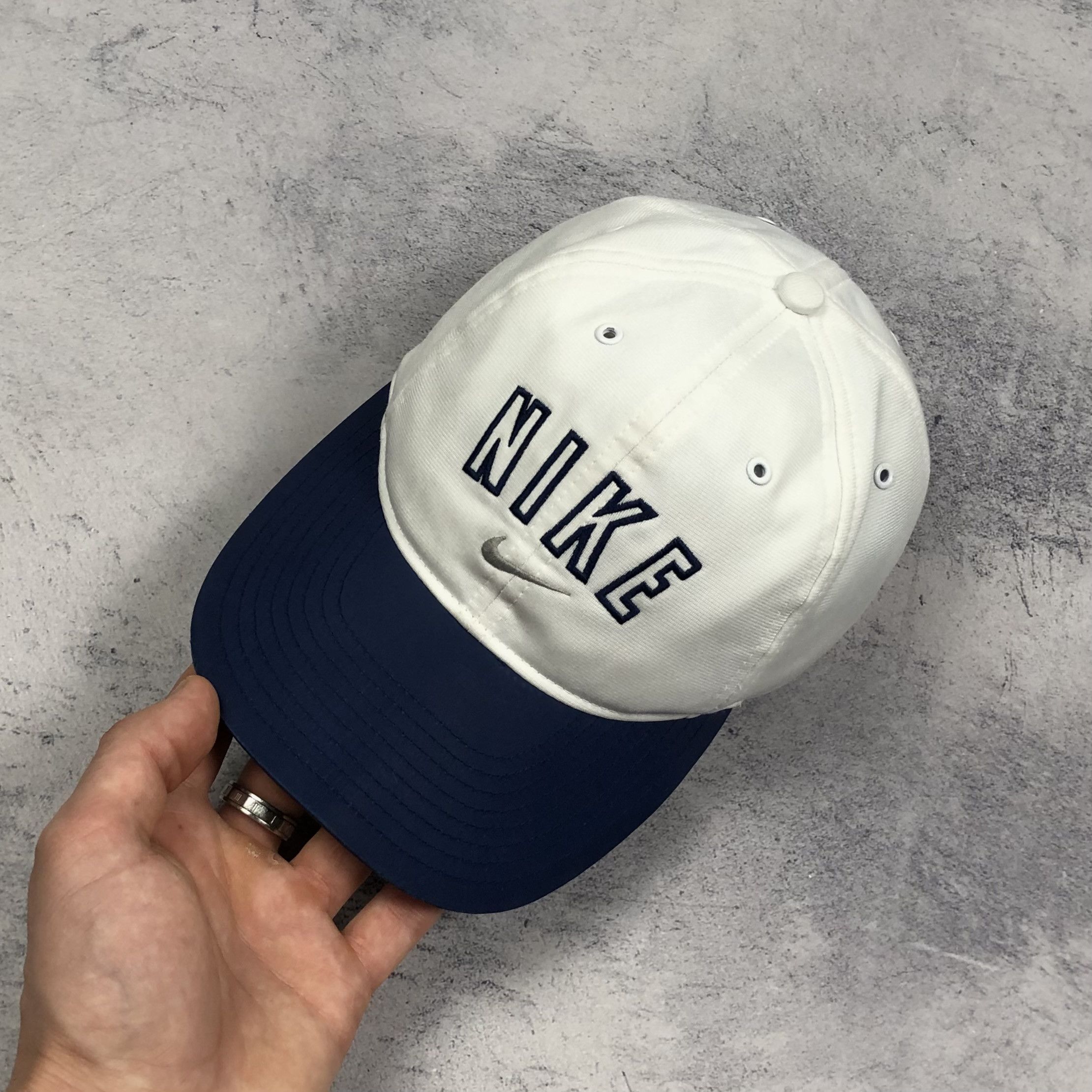Nike Y2K Nike Centre Script Swoosh Logo Blue White Vintage Cap Size ONE SIZE - 3 Thumbnail