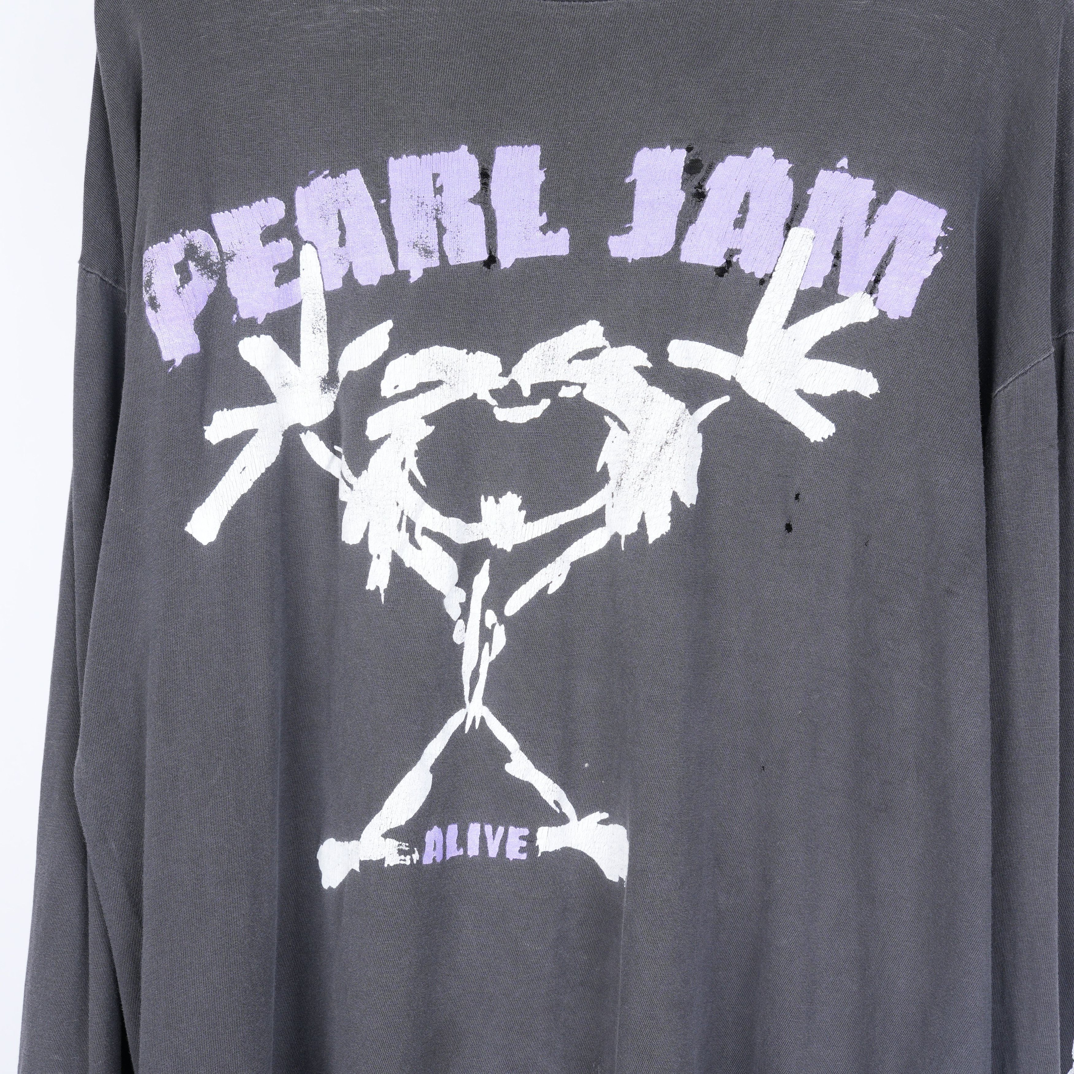 Vintage 90S PEARL JAM ALIVE TOUR STICKMAN FADED PURPLE BAND TEE Size US XL / EU 56 / 4 - 3 Thumbnail