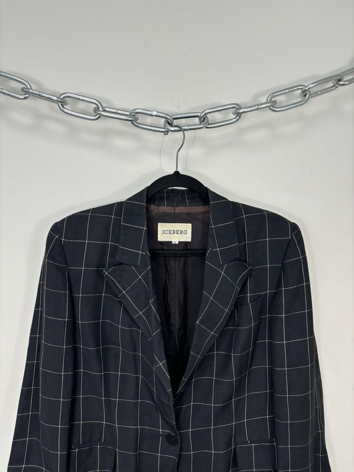 Iceberg Vintage Iceberg Women’s Checkered Luxury Linen Blazer Jacket Size L / US 10 / IT 46 - 4 Thumbnail