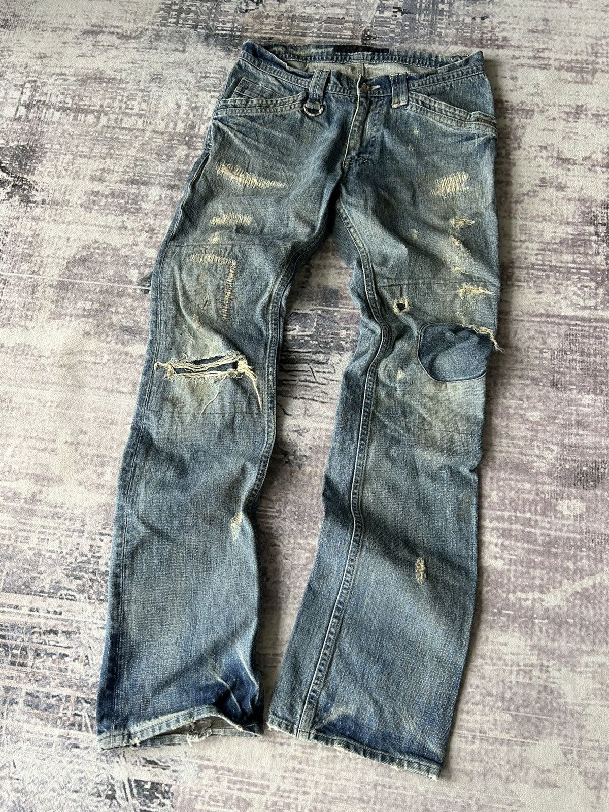If Six Was Nine Roar Double Guns Distressed Jeans Size US 31 - 3 Thumbnail