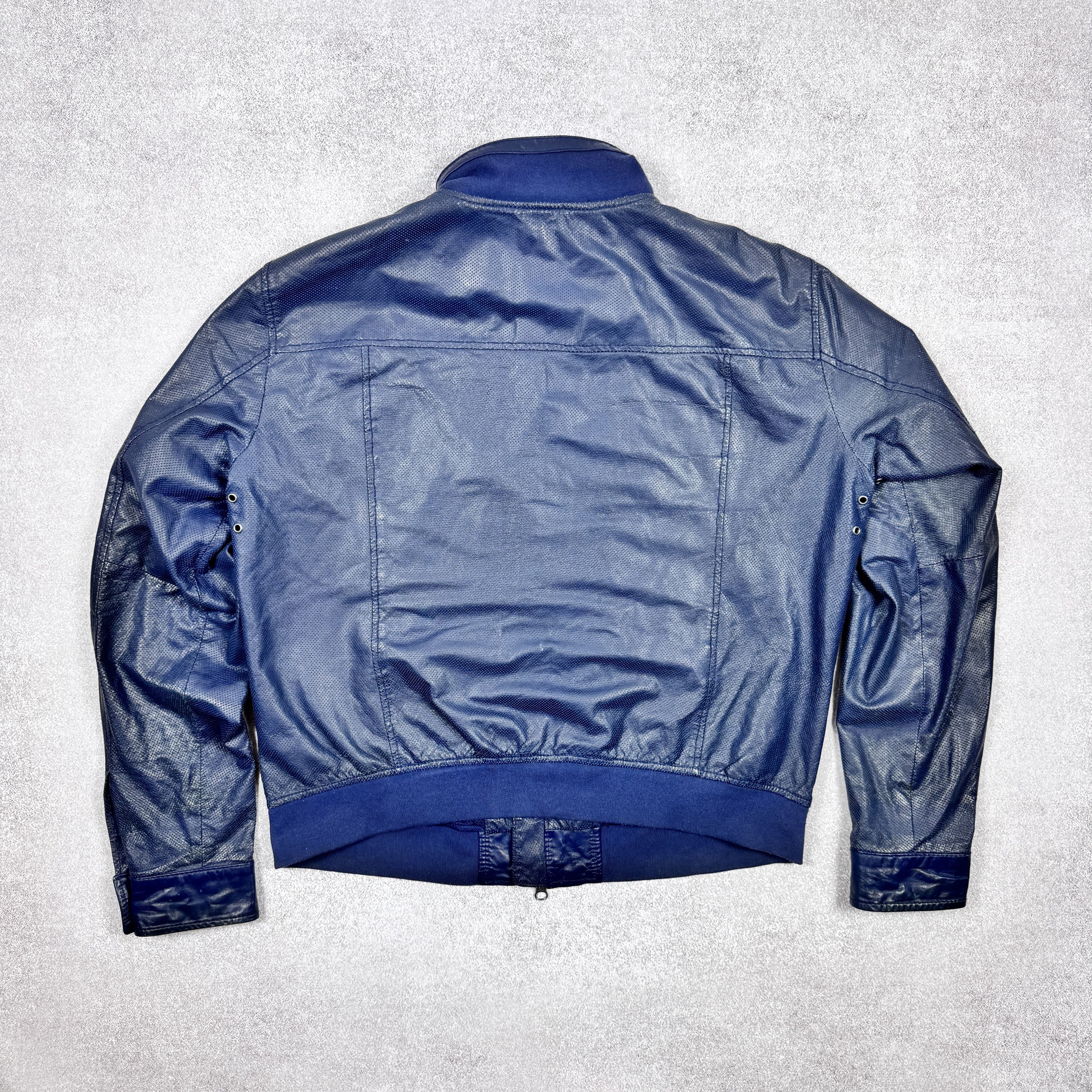 Armani Men`s Armani Jeans Navy Perforated Leather Jacket Size 3XL Size US XXL / EU 58 / 5 - 4 Thumbnail
