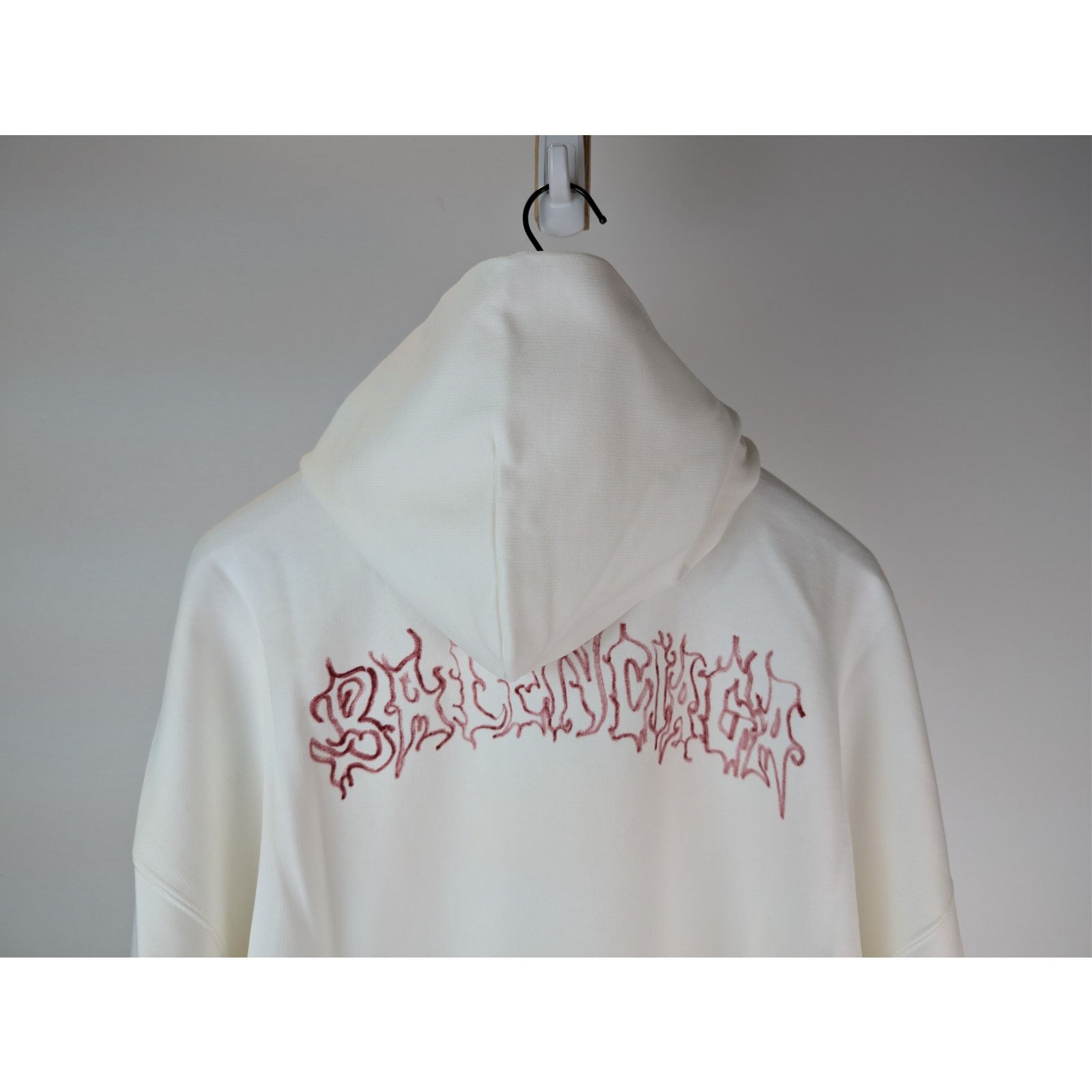 Balenciaga o1rshd1 Large Fit Hoodie in White / Red Size US L / EU 52-54 / 3 - 11 Thumbnail