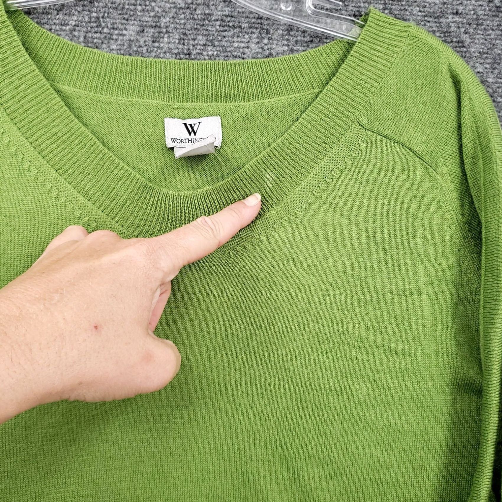 Worthington Worthington Blouse Womens L Green V-Neck Bell Sleeve 3/4 Knitted NWT Size L / US 10 / IT 46 - 5 Thumbnail