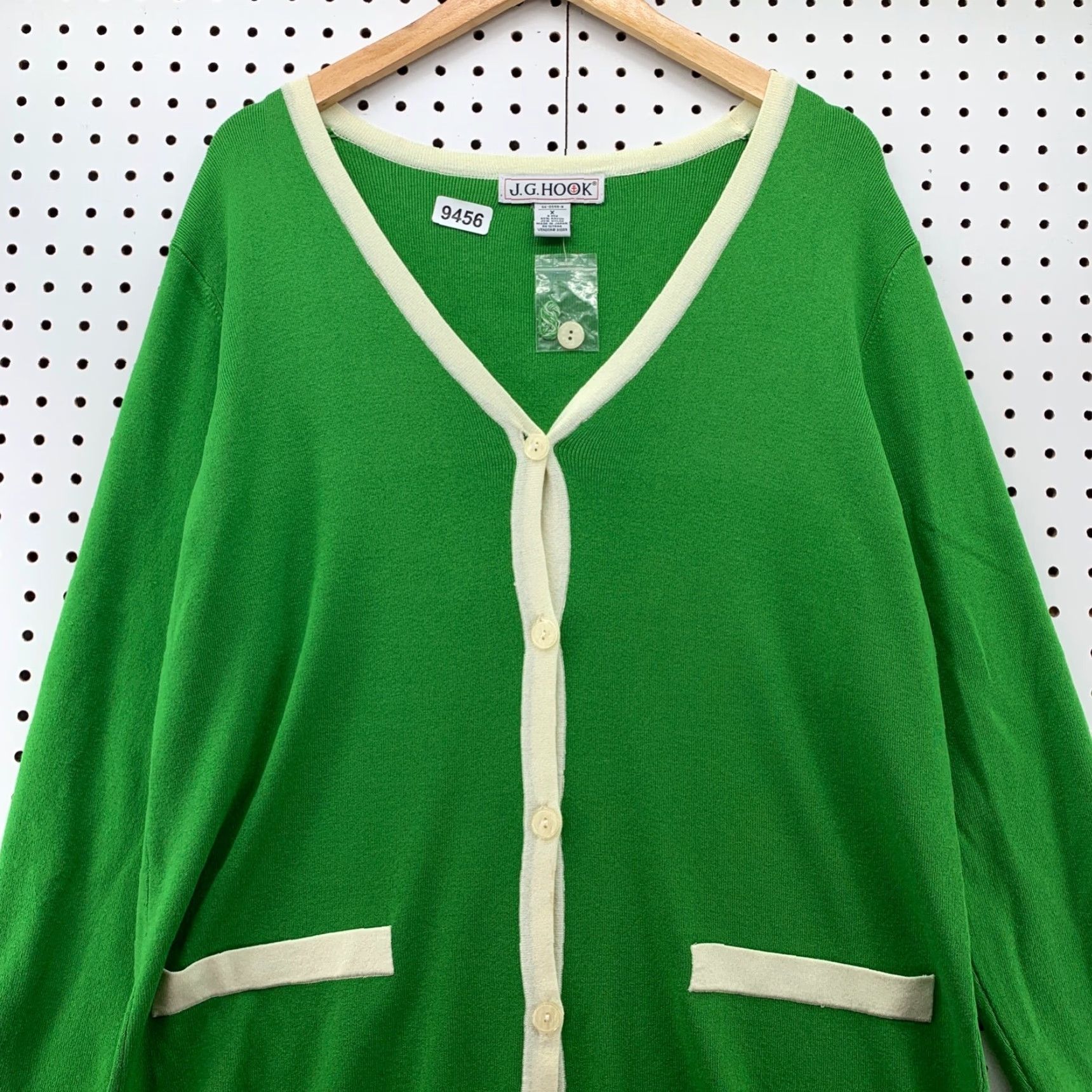 Vintage VINTAGE J.G. Hook Cardigan Sweater Womens Plus Size 1X Green Made In Japan | 23x33.5 | Long Sleeve V-Neck Button-Down Knit Acrylic Size XL / US 12-14 / IT 48-50 - 4 Thumbnail