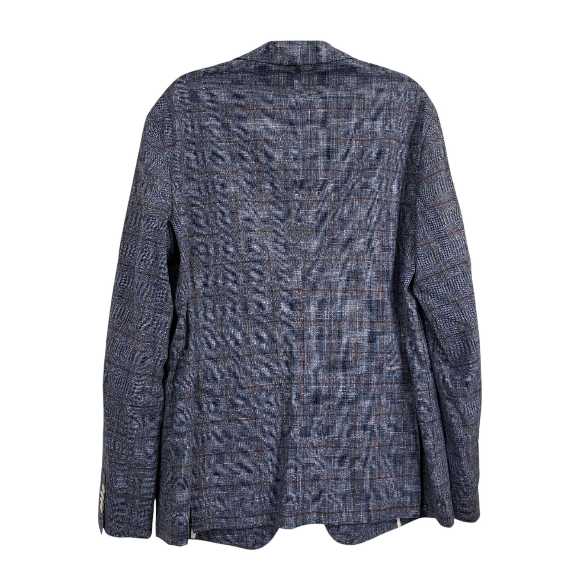Hugo Boss Hugo Boss Slim-Fit Micro-Patterned Jacket Blue Checkered Lin Size US L / EU 52-54 / 3 - 3 Thumbnail