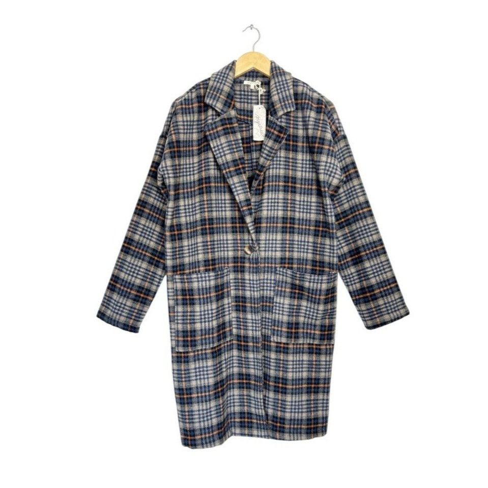 Other Mystree Women's Multicolor Plaid Trench Coat - Sz L - NWT Size L / US 10 / IT 46 - 1 Thumbnail