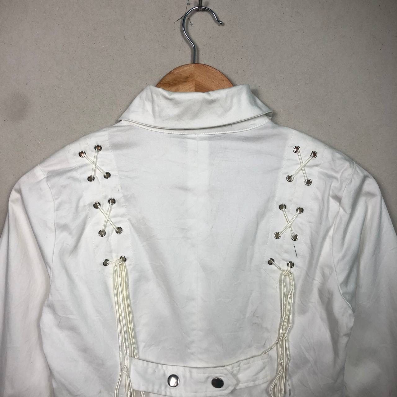 Expert Horror Vintage White Asymmetry Punk Goth Shirt Size US M / EU 48-50 / 2 - 6 Thumbnail