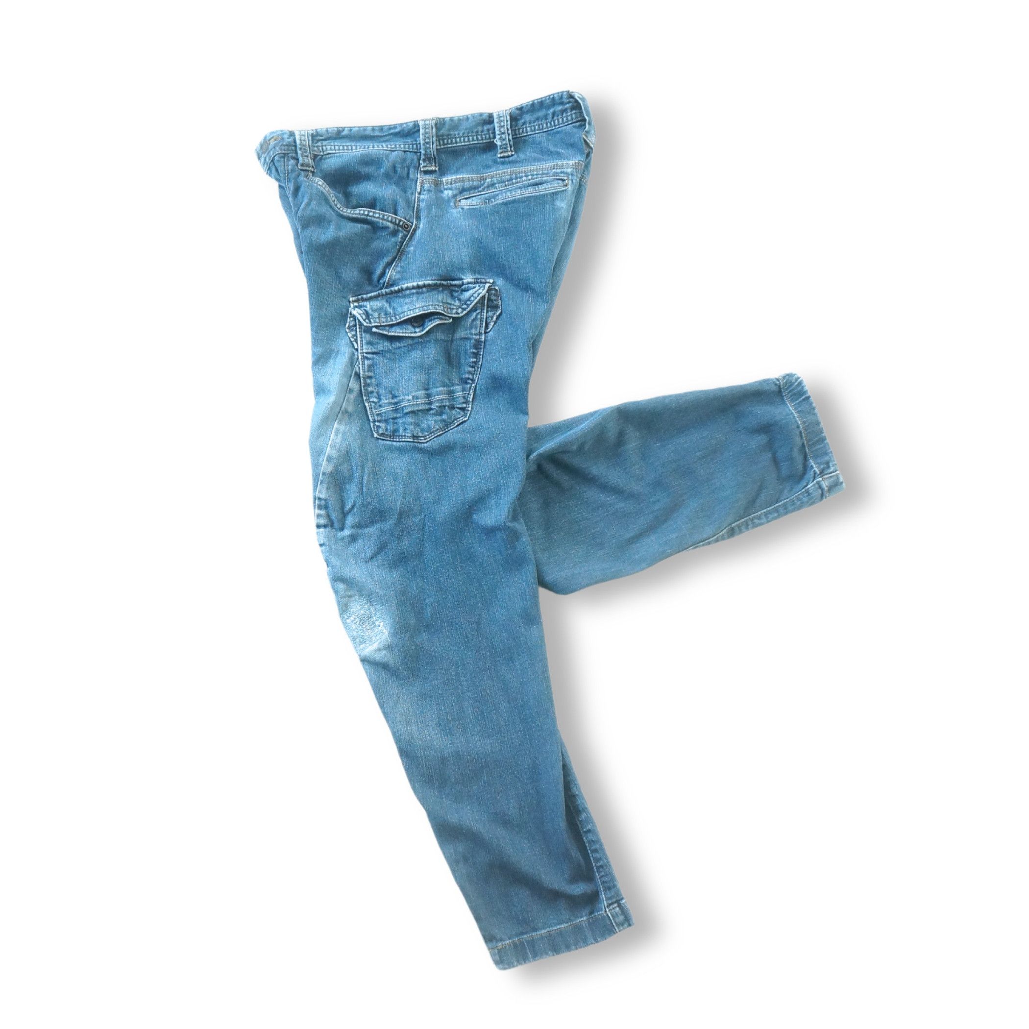 Japanese Brand Evenriver Multi Pockets Curved Front Seam Cargo Jeans Size US 31 - 4 Thumbnail