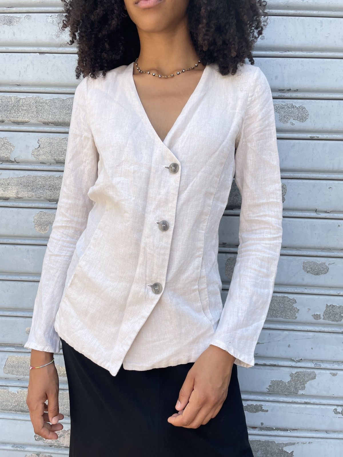 Nicolo Ceschi Berrini × Poeme Bohemien Poeme Bohemien SS12 Gentle Linen Blazer/Blouse Size S / US 4 / IT 40 - 4 Thumbnail