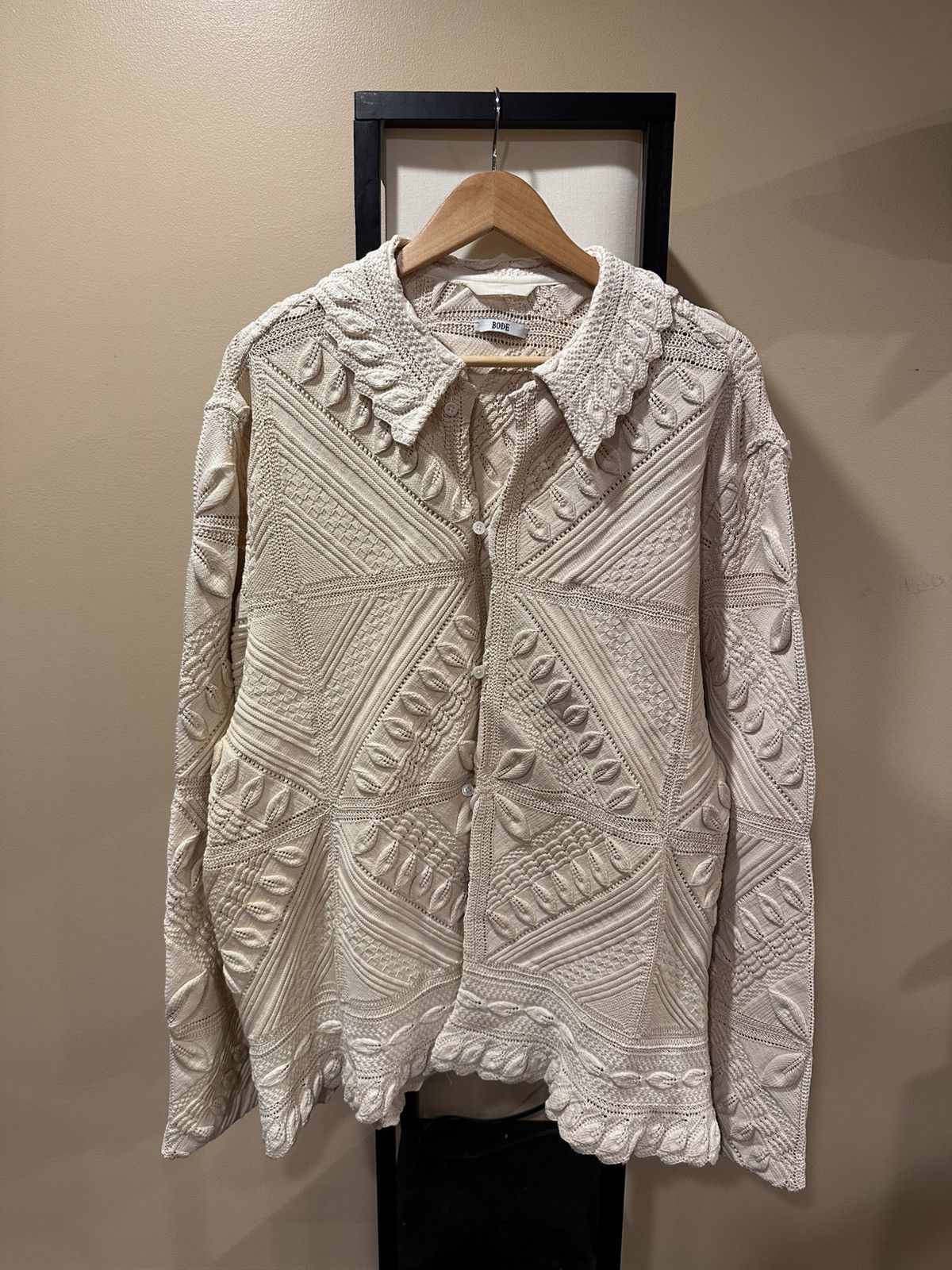 Bode Bode Crochet Frill Collar Overshirt Knit Sweater Jacket Size US XL / EU 56 / 4 - 1 Thumbnail