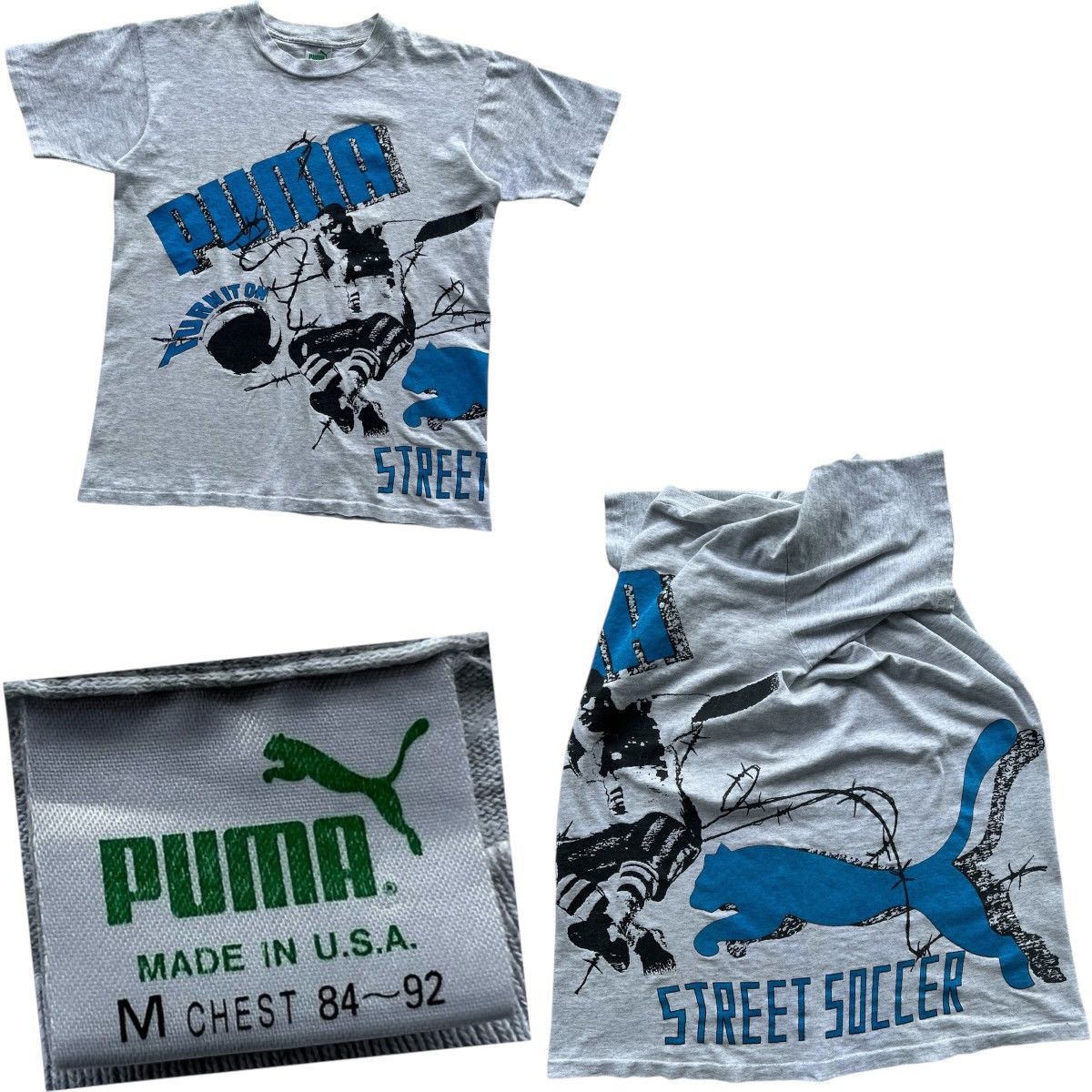 Puma 🔥Vintage 1980’s Puma Turnit On Street Soccer T-Shirt Size US M / EU 48-50 / 2 - 1 Thumbnail