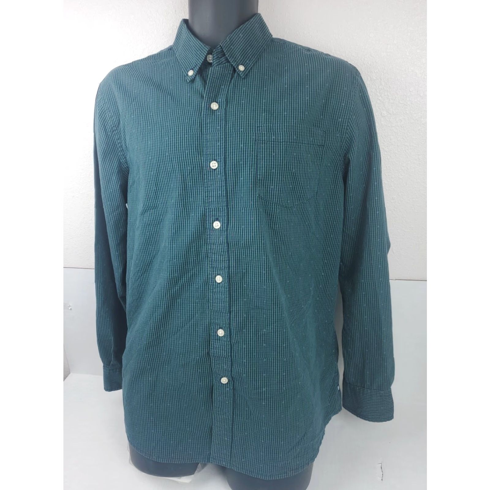 Chaps CHAPS Shirt Button-Down Striped Green Navy Stretch Easy Spandex Car Regular L Mens Size US L / EU 52-54 / 3 - 3 Thumbnail