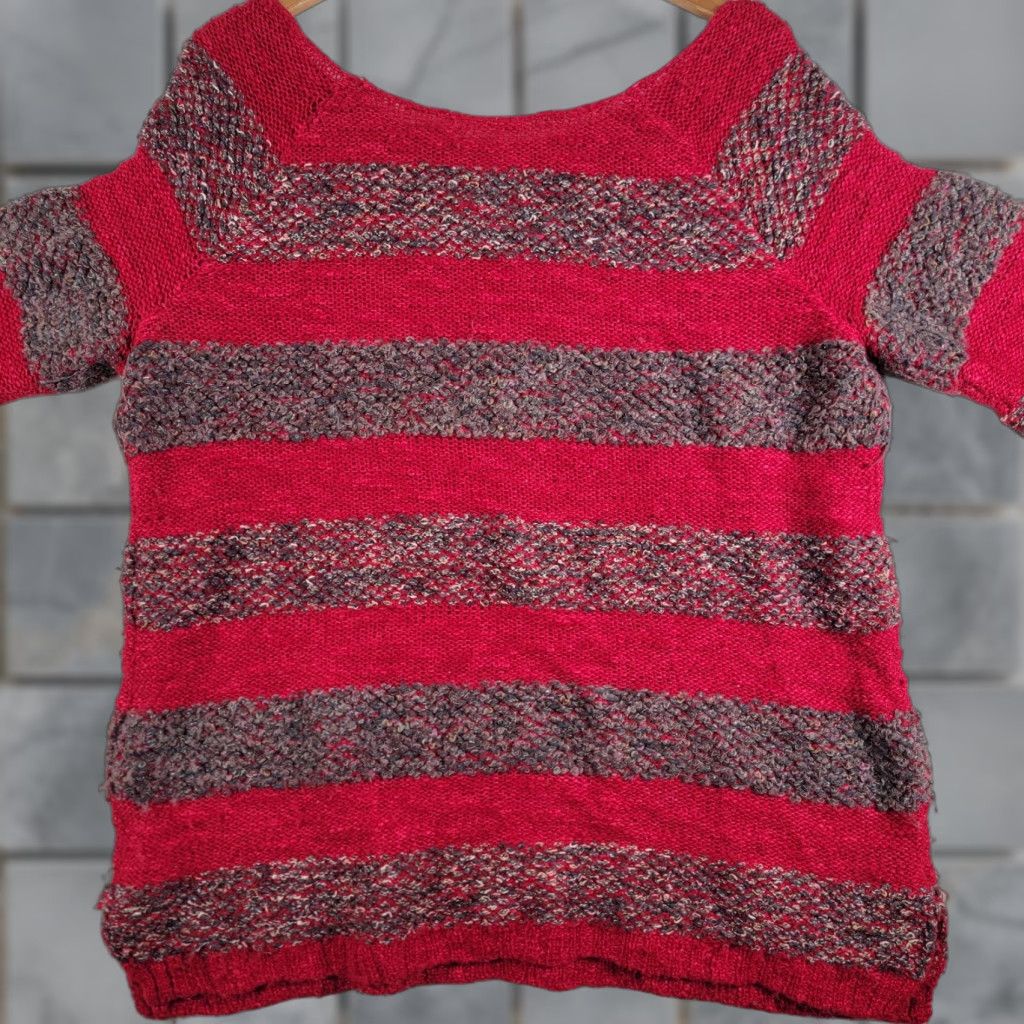 Free People VINTAGE Free People Women Pullover Sweater Red Marled Stripe Long Sleeve Large Knit Boat Neck Casual Womens Pullover 90s Event Size L / US 10 / IT 46 - 1 Thumbnail