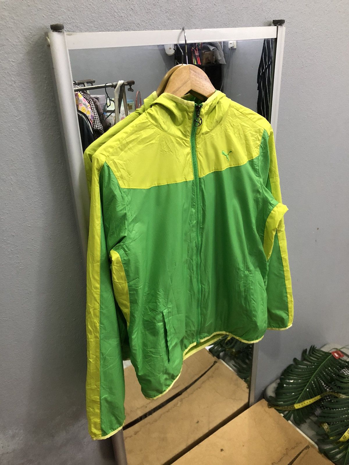 Puma Puma Neon Green / Yellow Windbreaker Jacket Size US S / EU 44-46 / 1 - 3 Thumbnail