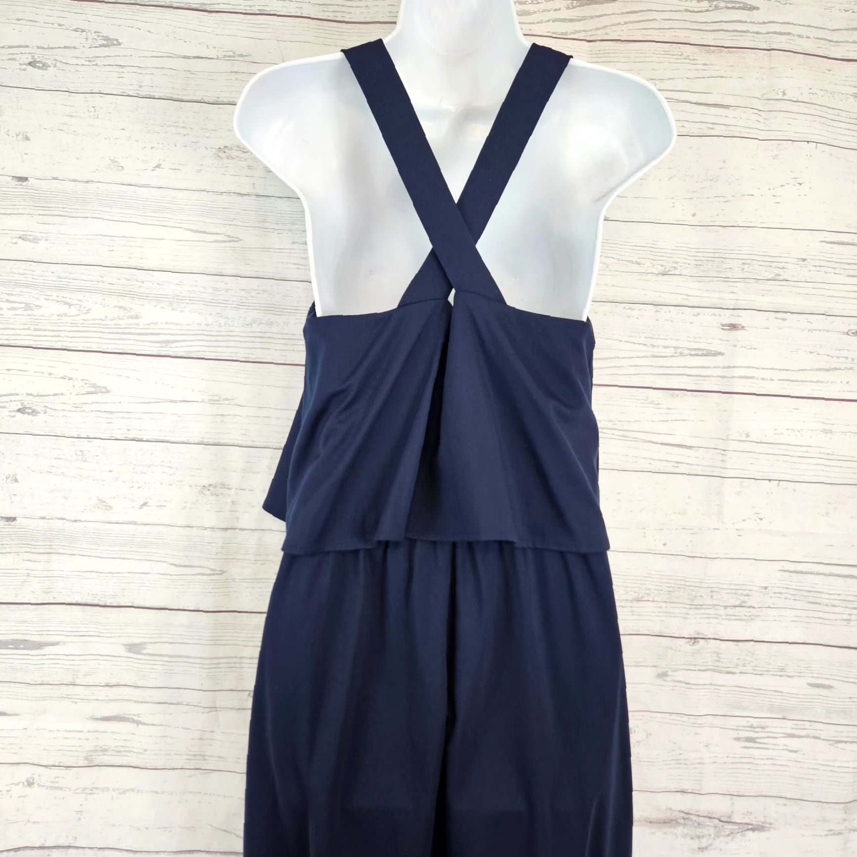 J. Jill J Jill Dress Small Solid Blue Sleeveless Tiered Cross Strap A-Line Womens Size S / US 4 / IT 40 - 4 Thumbnail