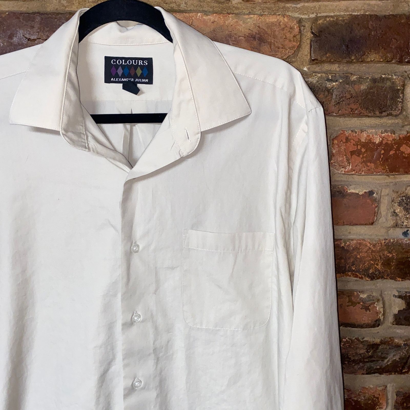 Other Colours Alexander Julian Tan Button Down Shirt Large 16-16.5 Size US L / EU 52-54 / 3 - 2 Thumbnail