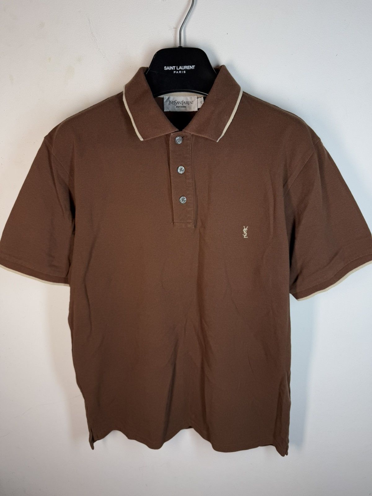 Yves Saint Laurent Brown YSL Polo Shirt YSL Tee Beige YSL Shirt Size US S / EU 44-46 / 1 - 2 Thumbnail