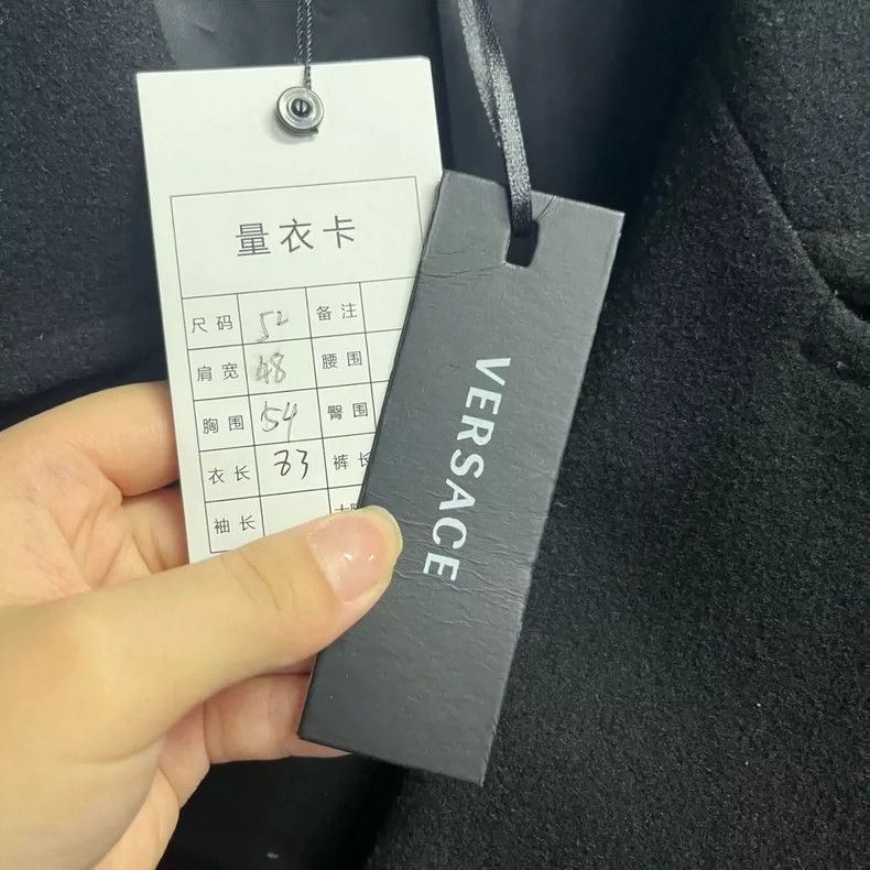 Versace Solid wool double-breasted gold-buttoned coat