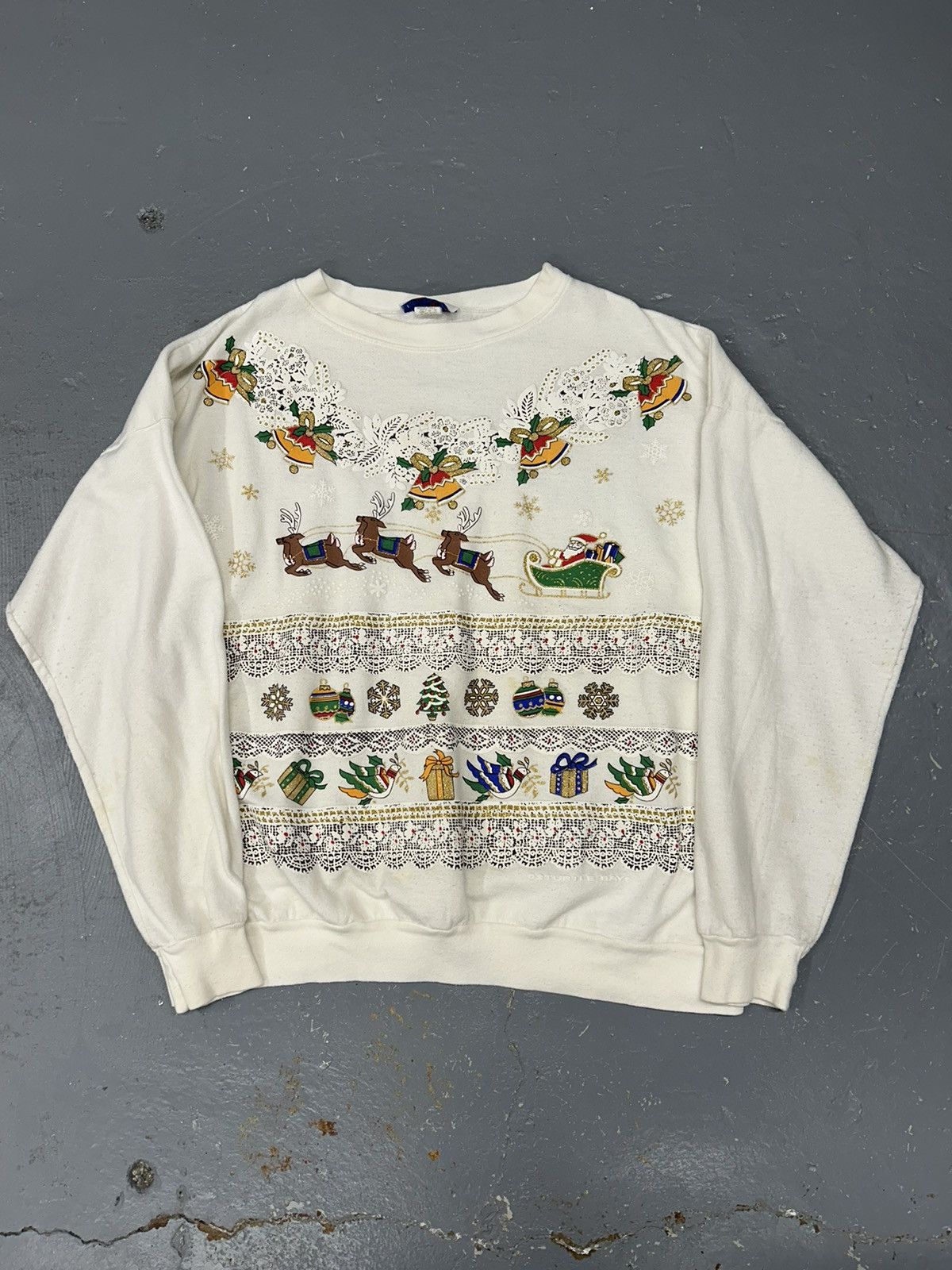 Vintage Crazy Vintage 90s White Christmas Graphic Sweater Crewneck Size US XL / EU 56 / 4 - 1 Thumbnail