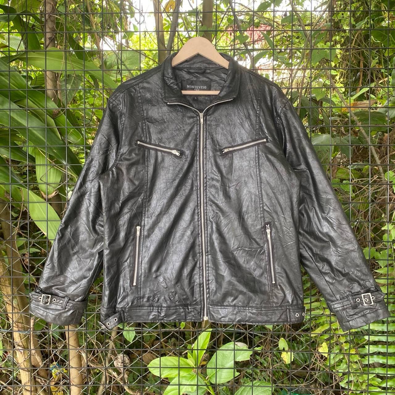 If Six Was Nine × Vintage Vtg Monteviso Italy Black Zipper Leather Jacket Size US M / EU 48-50 / 2 - 1 Thumbnail