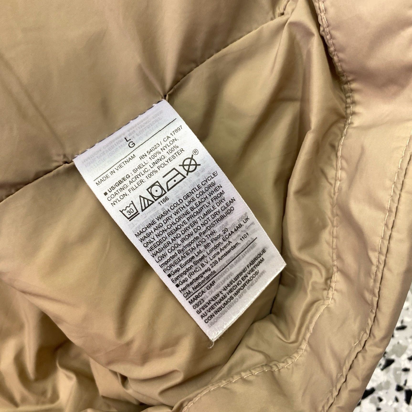 Gap GAP Vest Mens Beige Cold Control Quilted Puffer Water Resistant Large Size US L / EU 52-54 / 3 - 4 Thumbnail