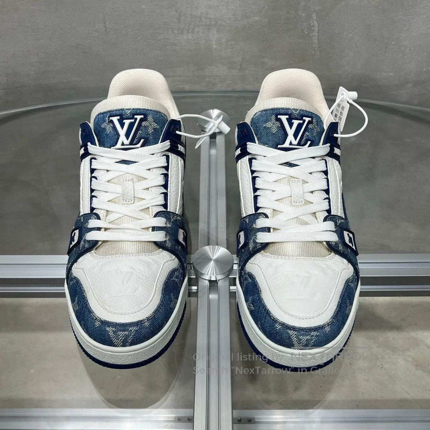 Louis Vuitton Louis Vuitton Trainer White Blue Jeans shoes Size US 7 / EU 40 - 2 Thumbnail