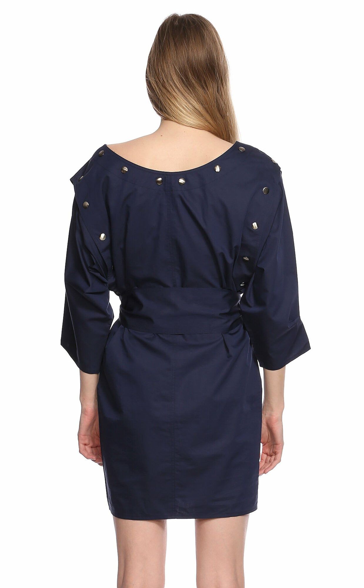 Emilio Pucci EMILIO PUCCI navy cotton silk sheath dress 8 (belt missing) Size M / US 6-8 / IT 42-44 - 3 Thumbnail