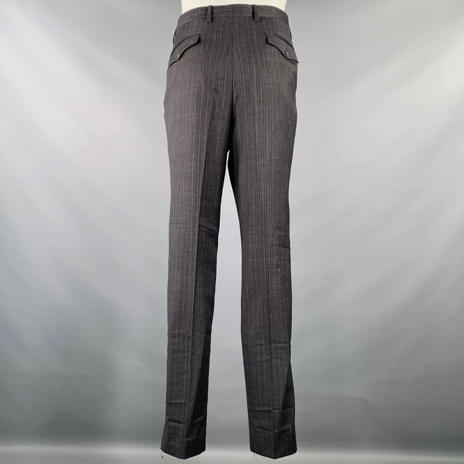 John Varvatos JOHN VARVATOS Size 40 Grey Charcoal Stripe Virgin Wool Suit Size 40R - 6 Thumbnail