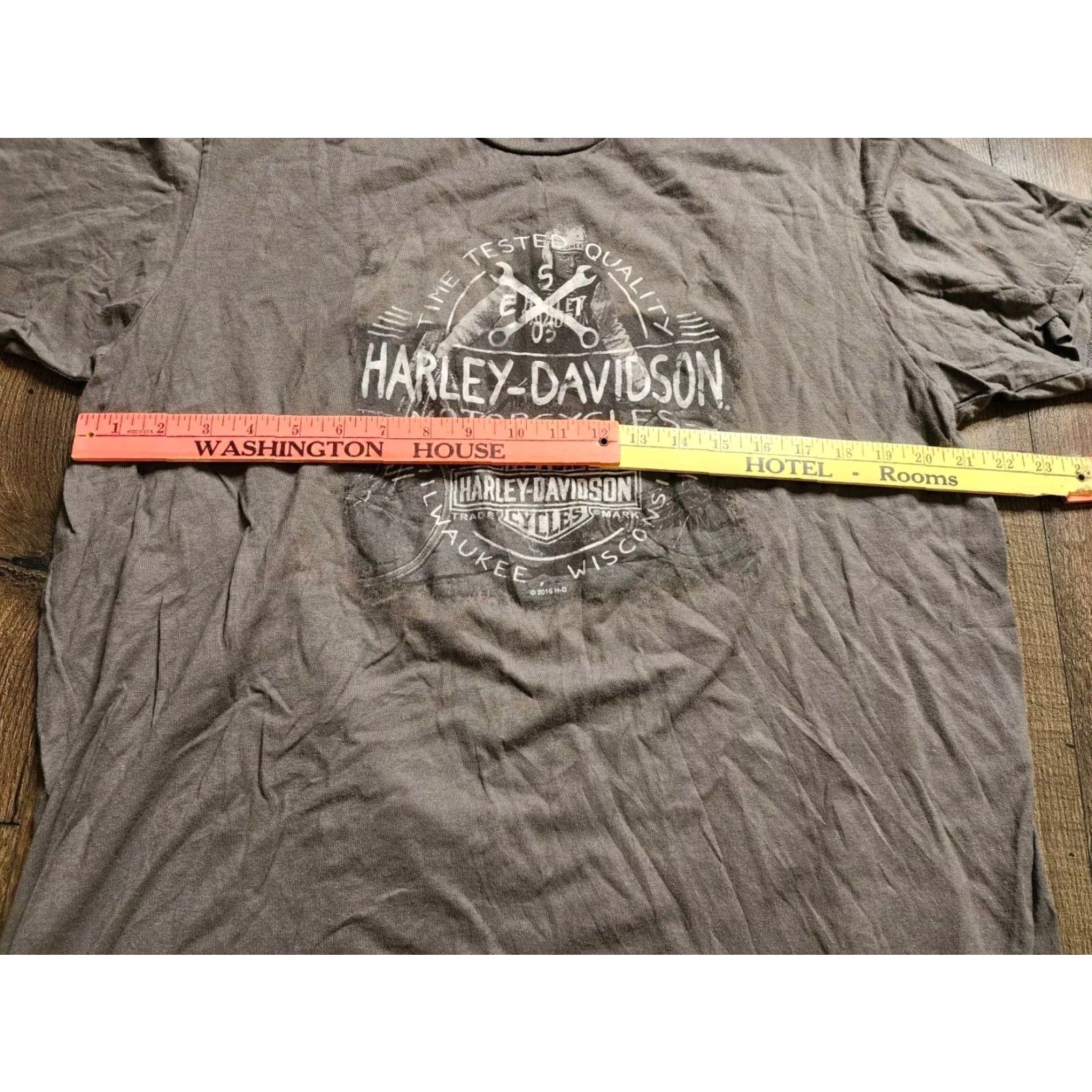 Harley Davidson Harley-Davidson Motorcycle Double Sided Graphic T Shirt Mens Large Gray Size US L / EU 52-54 / 3 - 4 Thumbnail