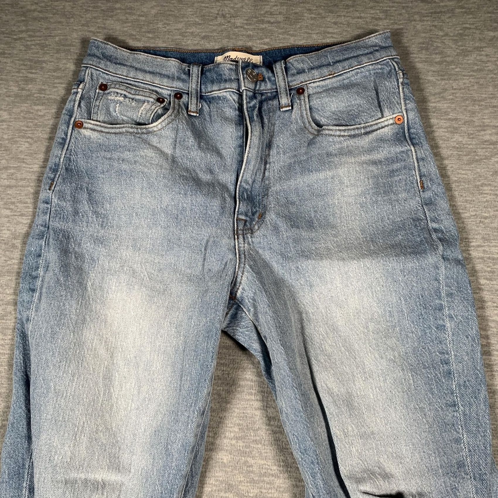 Madewell Madewell Jeans Womens 27 Blue The High-Rise Slim Boyjean Distressed Raw Hem Size 27" / US 4 / IT 40 - 6 Thumbnail