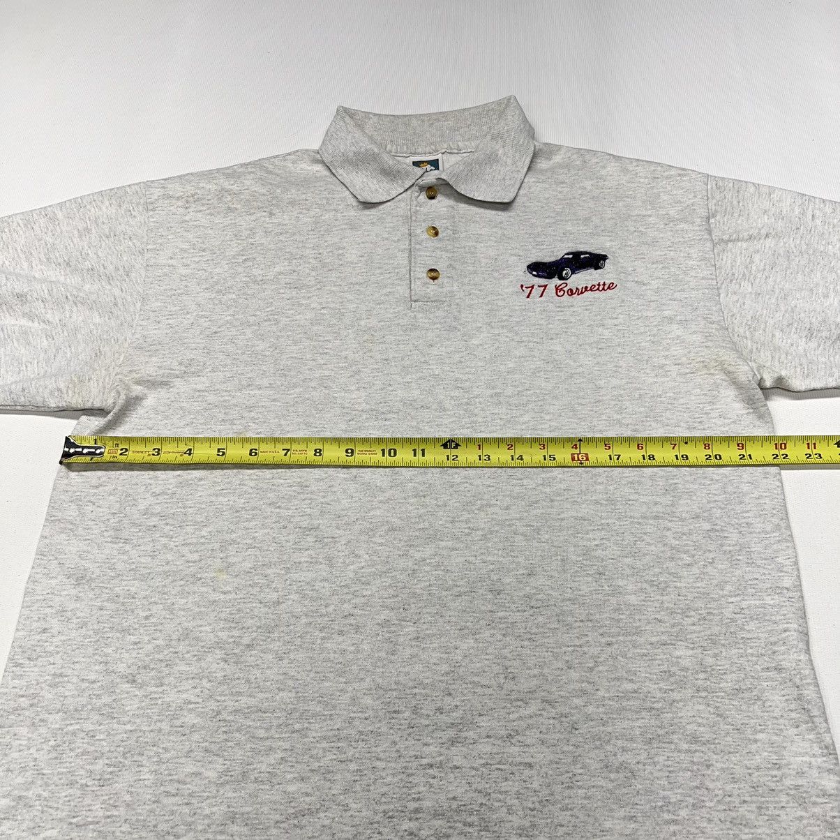 Vintage VTG Car Polo Shirt Grey Embroidered 1977 Corvette Cotton Size US L / EU 52-54 / 3 - 19 Thumbnail