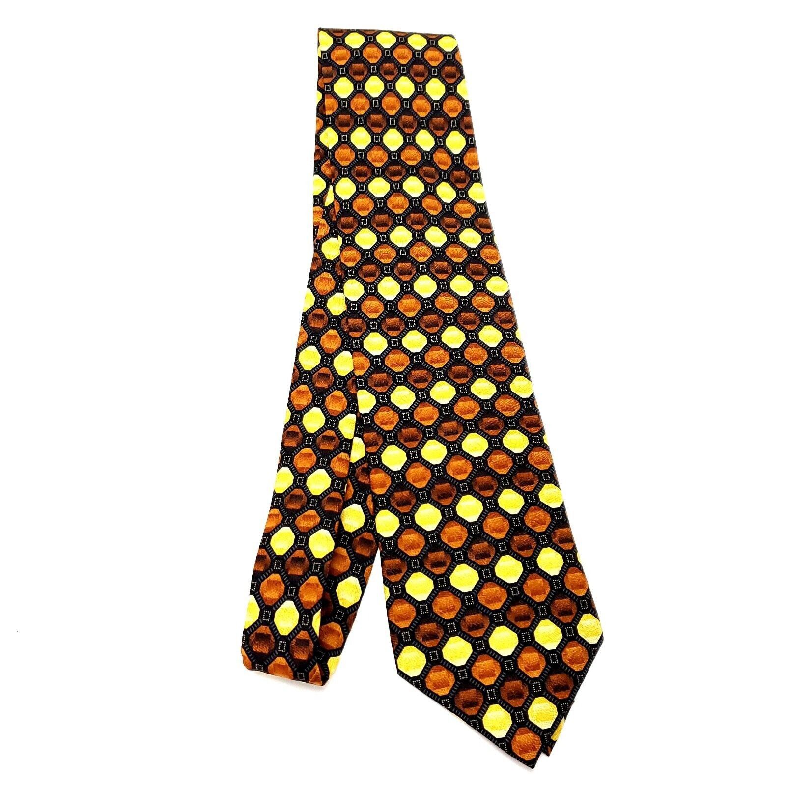 Zanetti Zianetti Autumn Brown Orange Colored Silk Woven Short Dots Size ONE SIZE - 6 Thumbnail