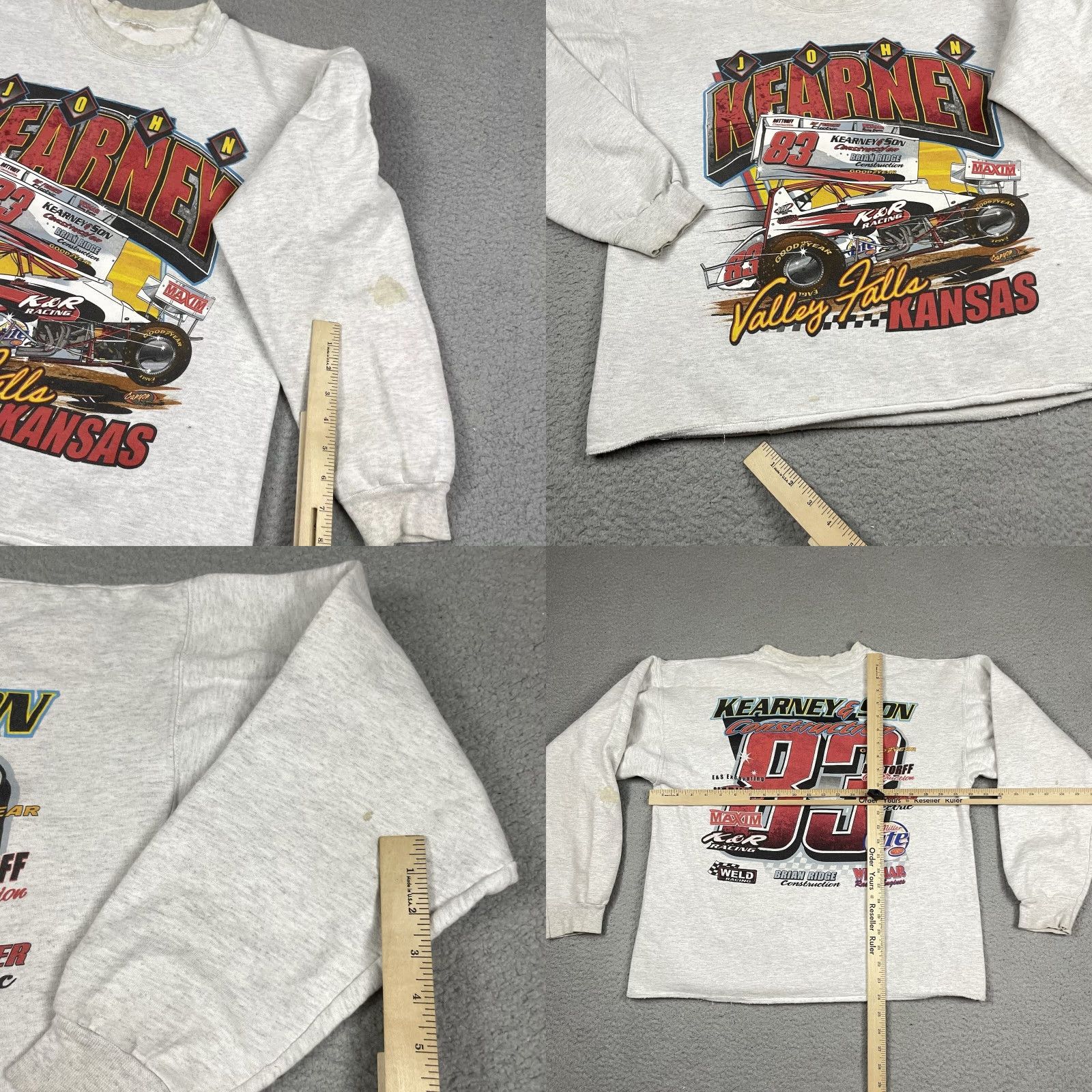 Vintage VINTAGE Goodyear Racing Sweatshirt Men's Large Gray John Kearney Cropped Rare L* Size US L / EU 52-54 / 3 - 8 Thumbnail