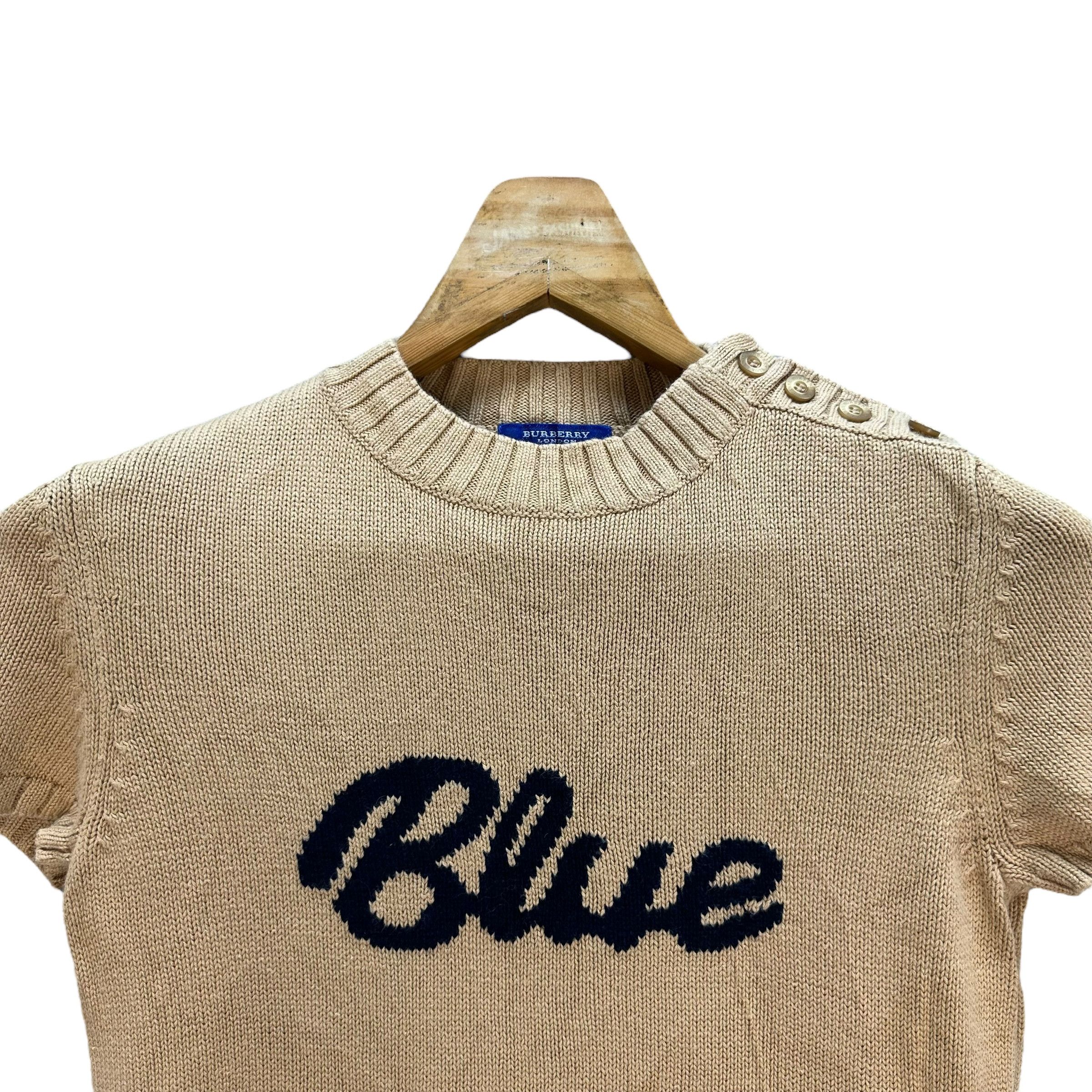 Burberry Burberry Blue Big Logo ShortSleeve Knitted Sweater #A13-0320 Size M / US 6-8 / IT 42-44 - 2 Thumbnail