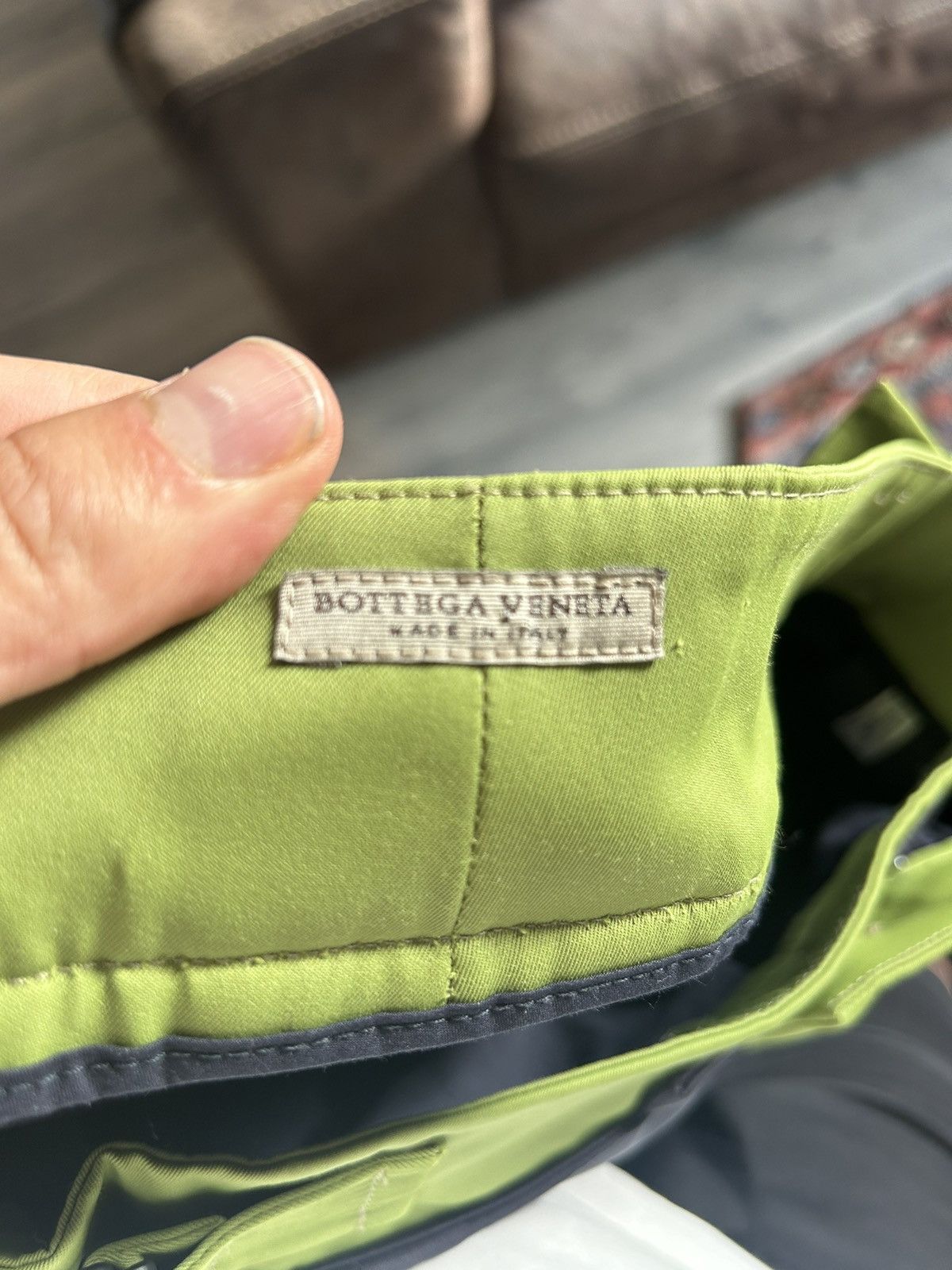 Bottega Veneta Bottega Veneta Navy Pants with Green Waistband – Size 48 Size US 32 / EU 48 - 14 Thumbnail