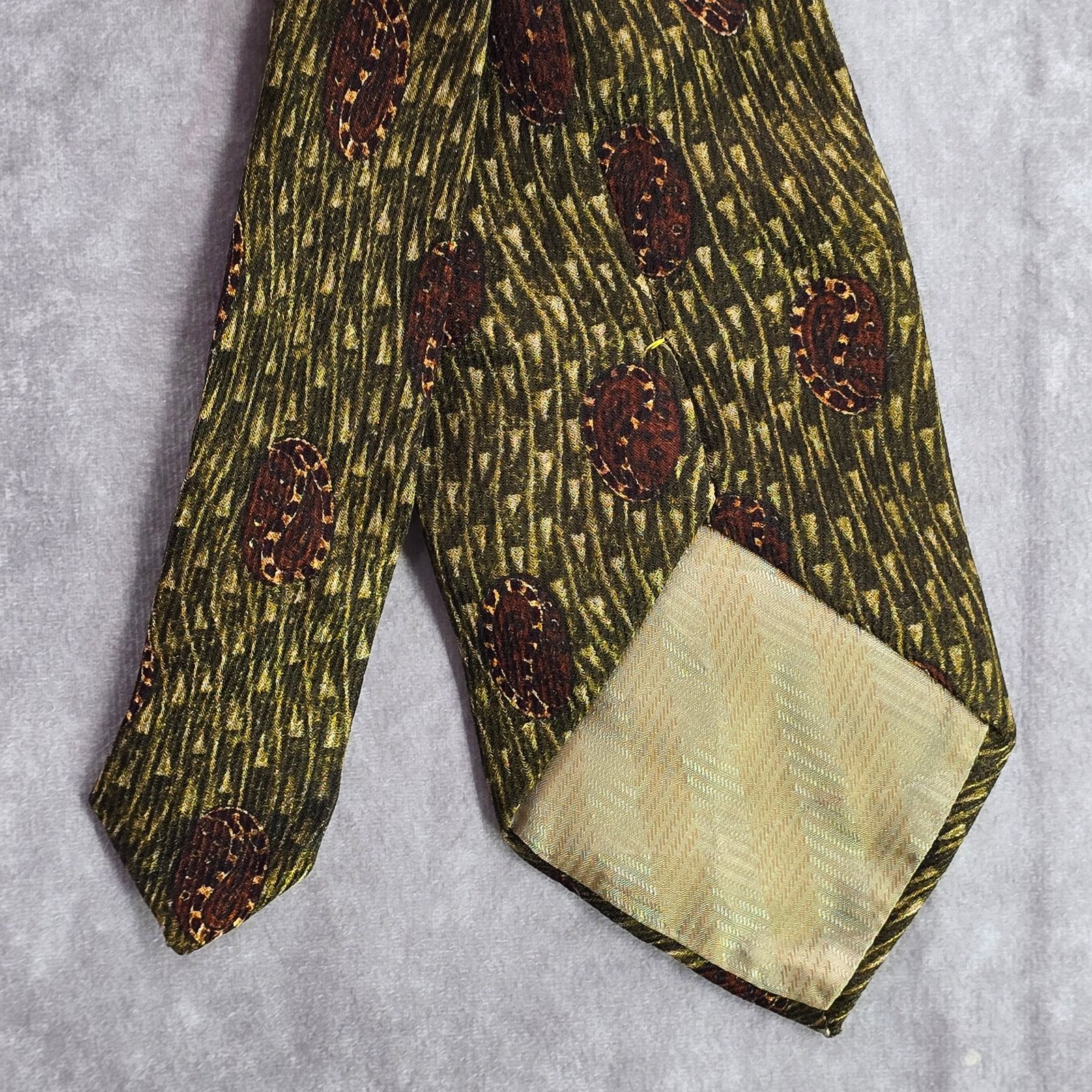 Joseph Abboud Joseph Abboud Green Brown Floral 100% Silk Men's Neck Tie Size 30 - 6 Thumbnail