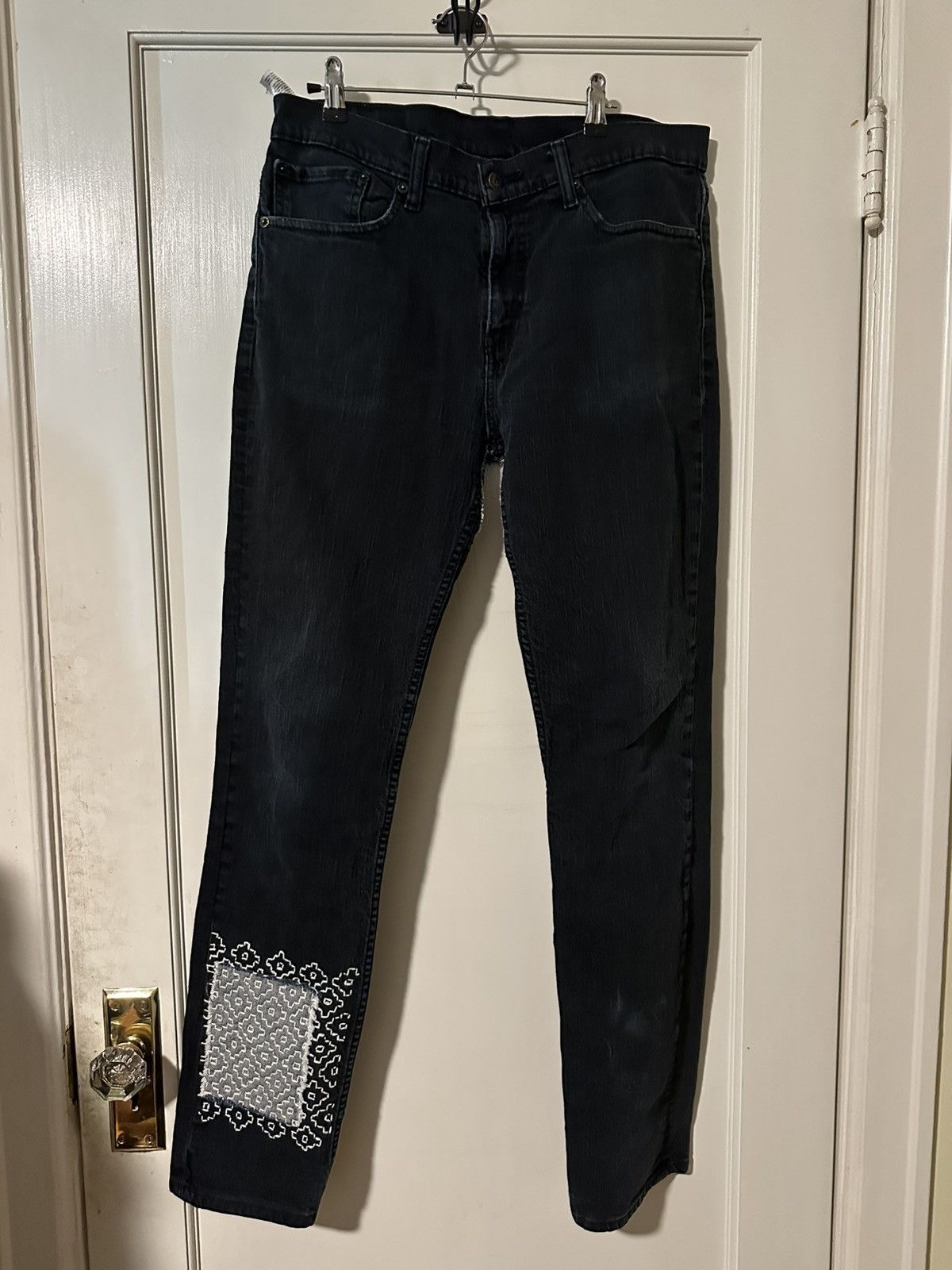 Levi's Black Jeans with Sashiko embroidered patches Size US 34 / EU 50 - 1 Thumbnail