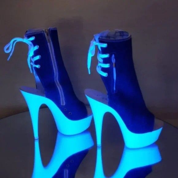 Other Size 8 Posh Denim White UV Platform High Heel Ankle Boots De Size US 8 / IT 38 - 4 Thumbnail