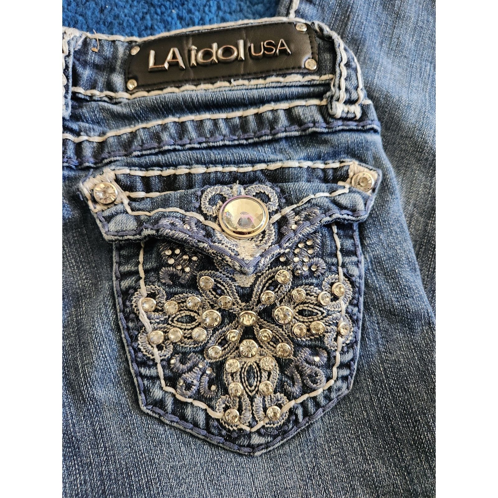 Other L.A Idol Women's Rhinestone Medium Wash Jeans-Sz1 Size 27" / US 4 / IT 40 - 6 Thumbnail