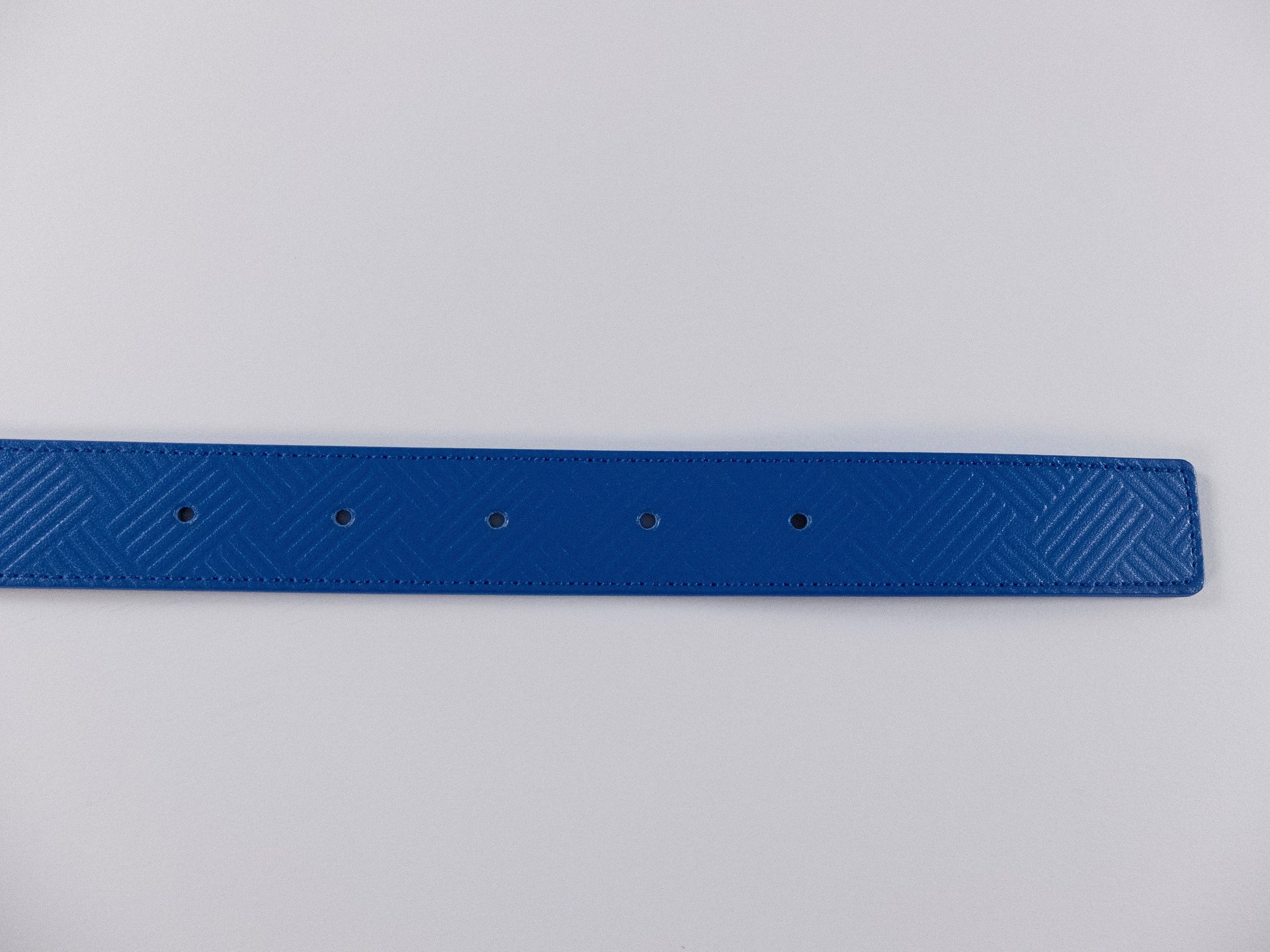 Bottega Veneta BOTTEGA VENETA blue intrecciato embossed leather belt 95 Size 36 - 6 Thumbnail
