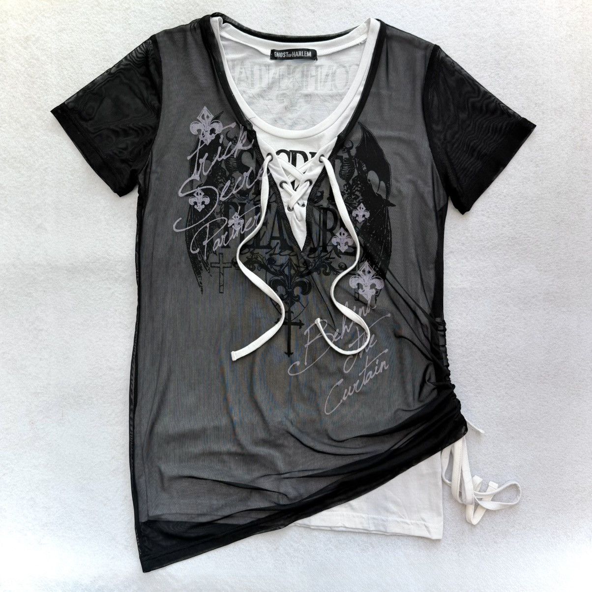 Other 2000s Ghost Of Harlem "Secret Pleasure" Layered Mesh T-Shirt Size US M / EU 48-50 / 2 - 1 Thumbnail