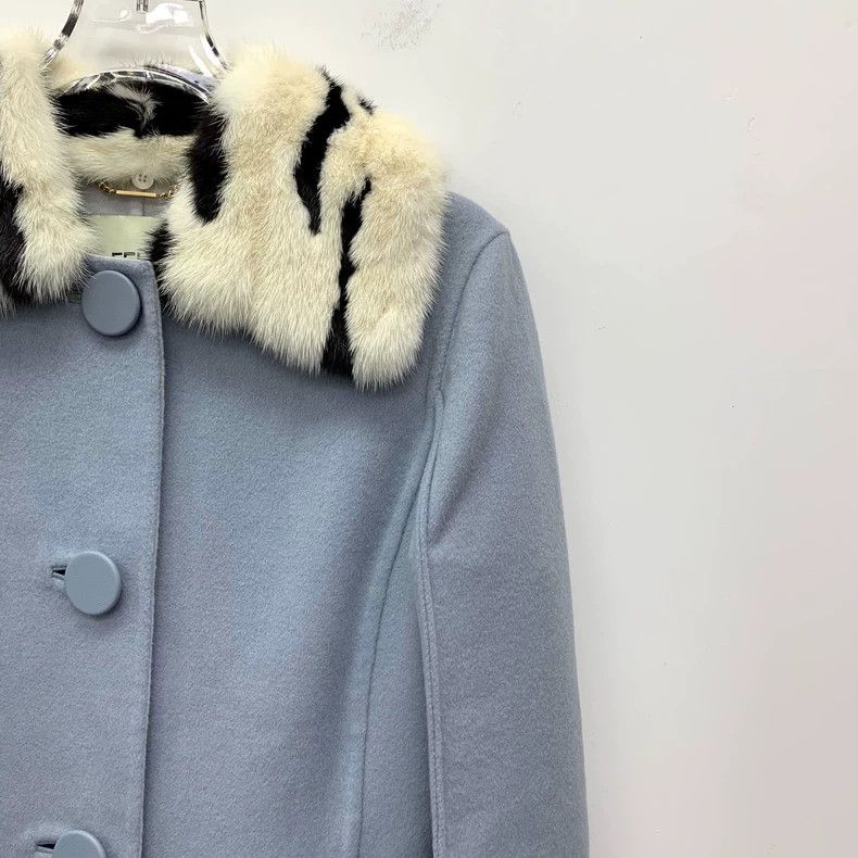 Fendi FENDI Light blue wool collar single-breasted long-sleeve c Size XXS / US 00 / IT 34 - 3 Thumbnail